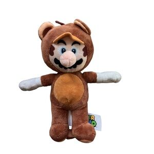 Super Mario Bros Mario Tanooki Suit Plush Brown Raccoon Stuffed Animal 7in Toy